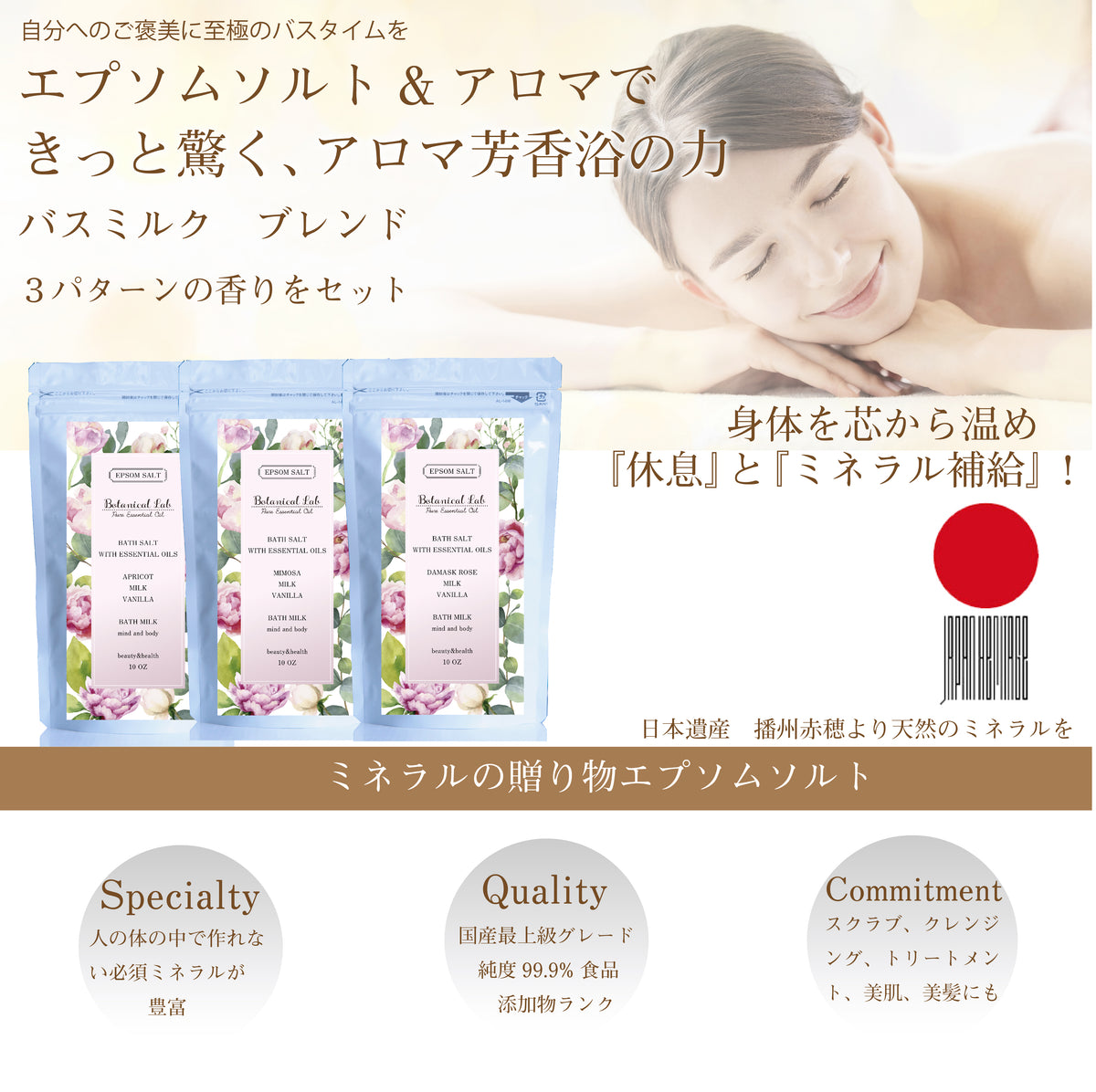 バスソルト 入浴剤 Botanical lab バスミルクブレンド アロマ