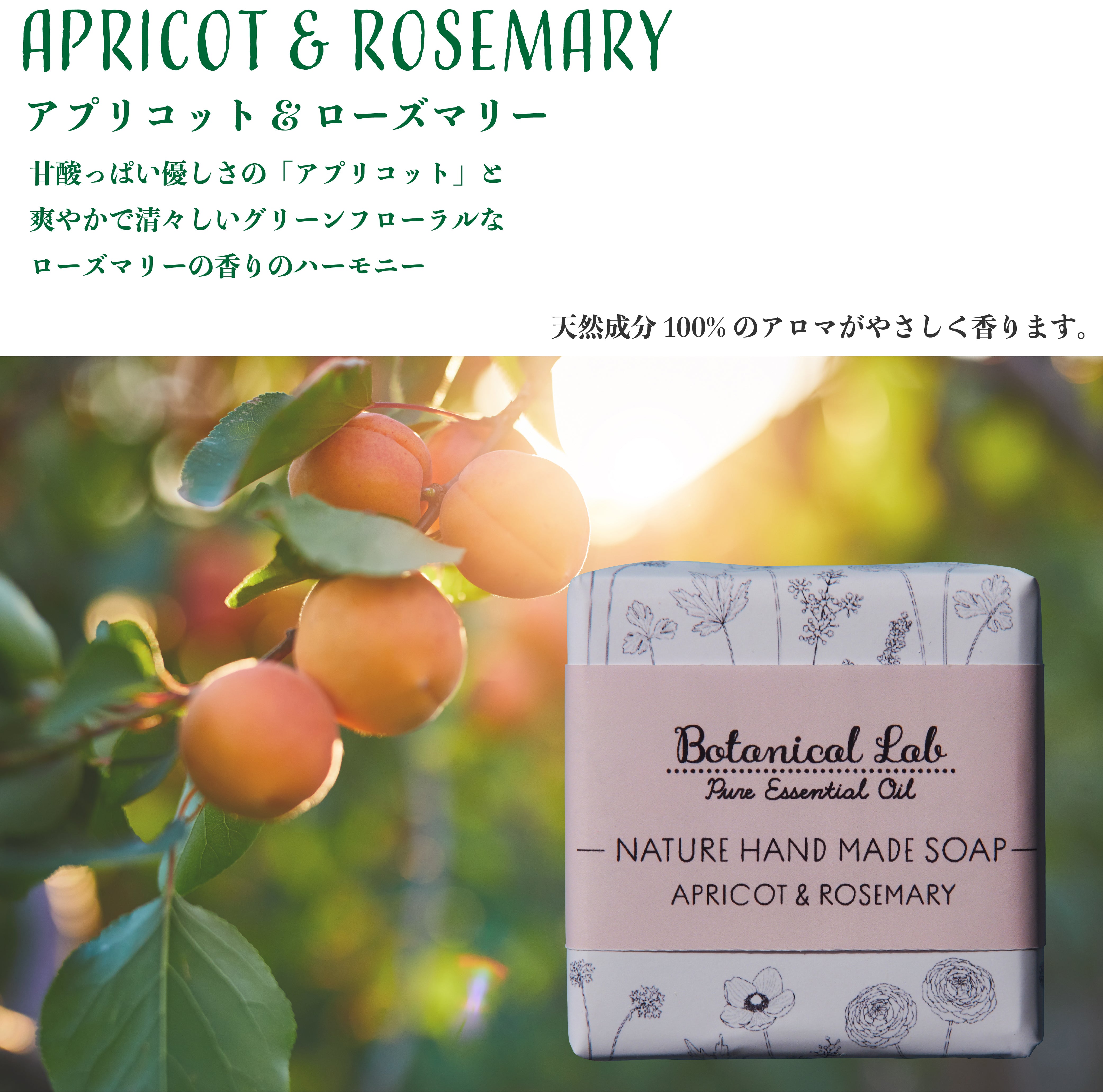 Botanical lab NATURE ハンドメイドソープ アプリコット・ローズマリー